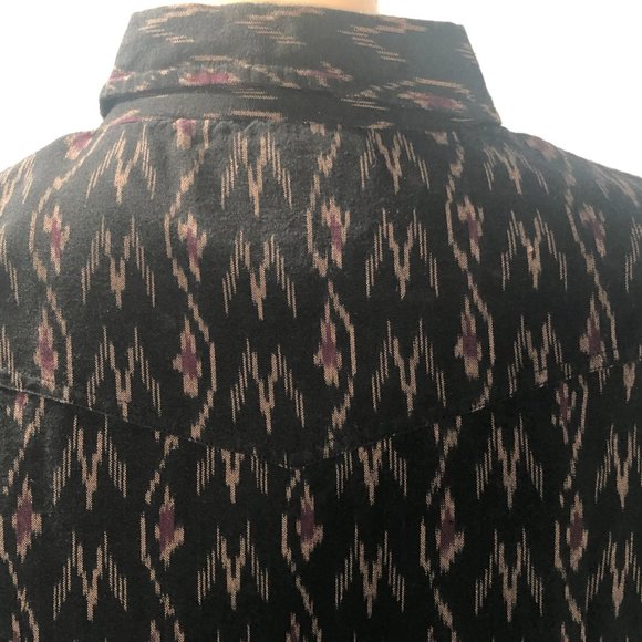 Schott Bros. Brothers NYC western cut black brown rust aztec pattern shirt L - Picture 8 of 9
